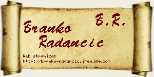 Branko Radančić vizit kartica